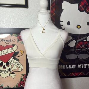 White Ribbed Bralette Top